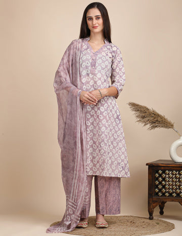 Dusty Bloom Kurta Set with dupatta