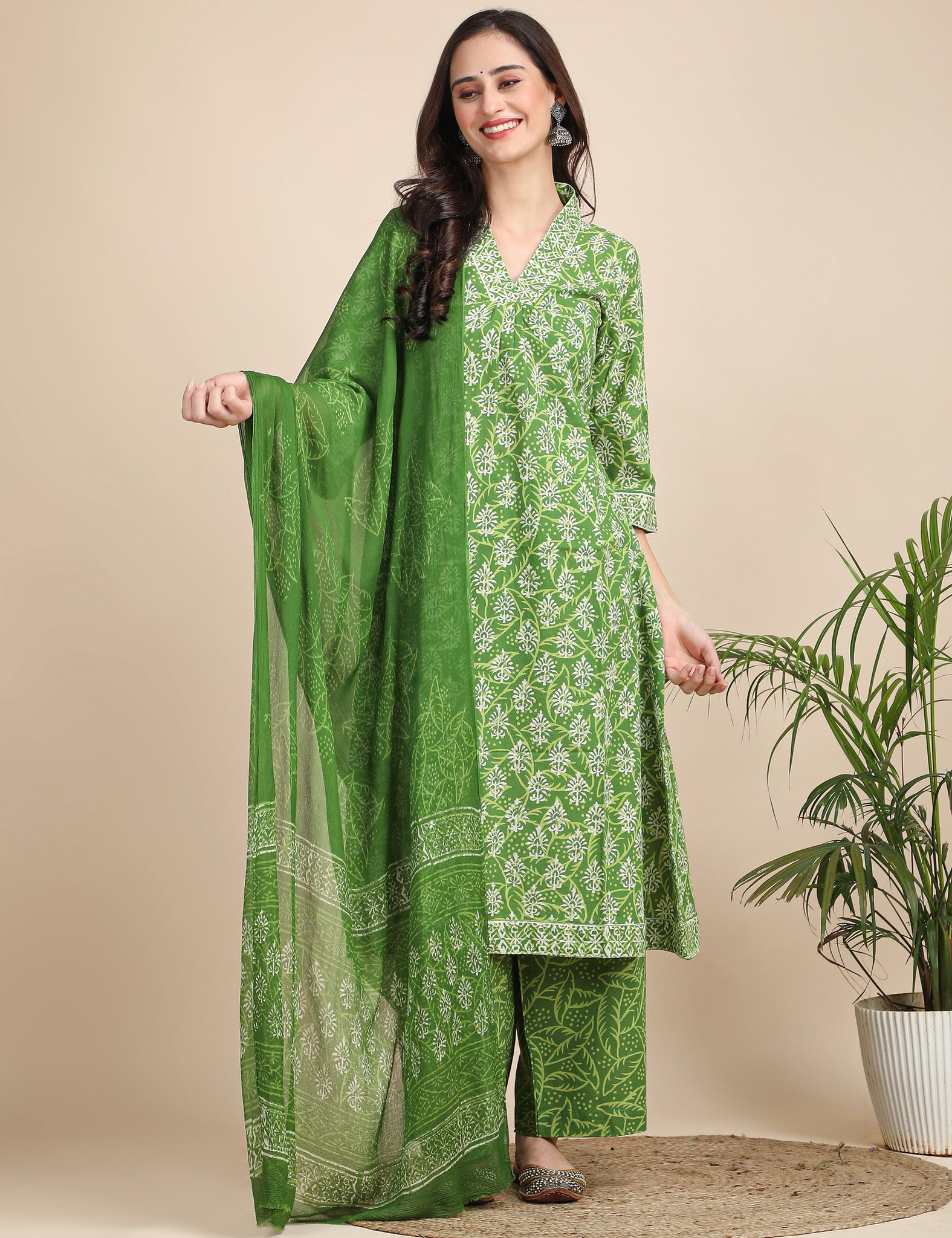 Wild green kurta set with dupatta