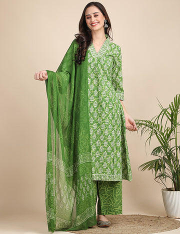 Wild green kurta set with dupatta