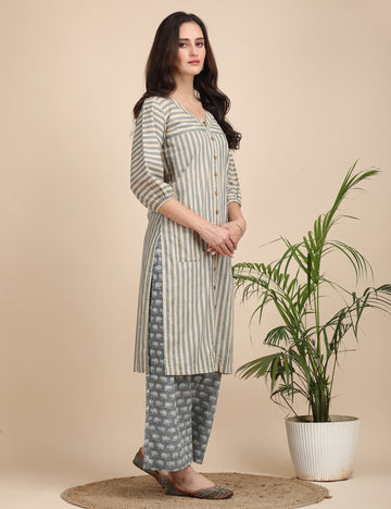 Striped kurta with elephant pants Co-ord set