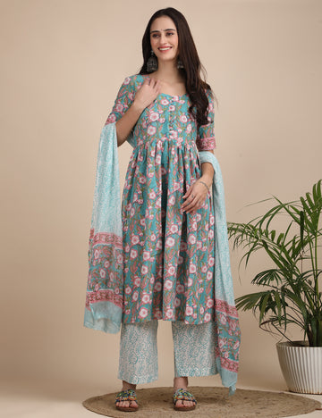 Blue breeze kurta set with dupatta