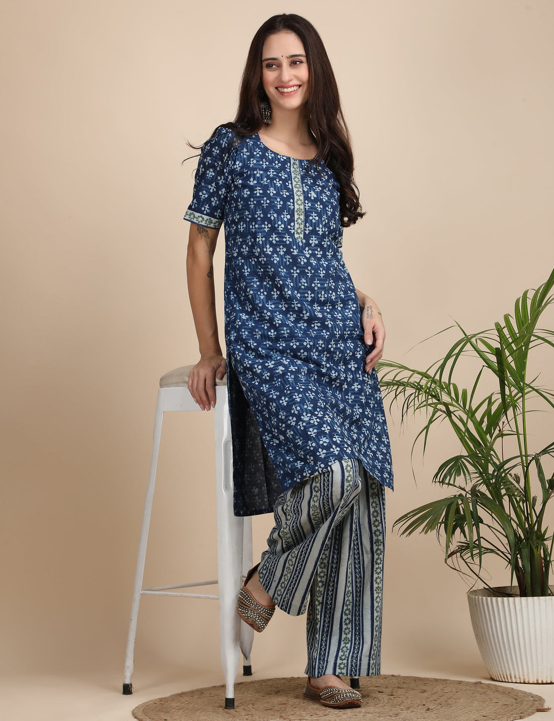 Indigo short sleeve co-ord set
