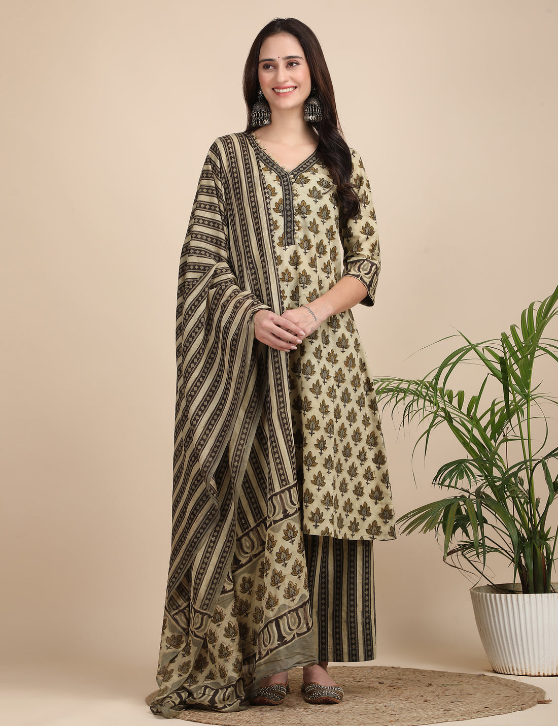 Mridang ajrakh kurta set with dupatta