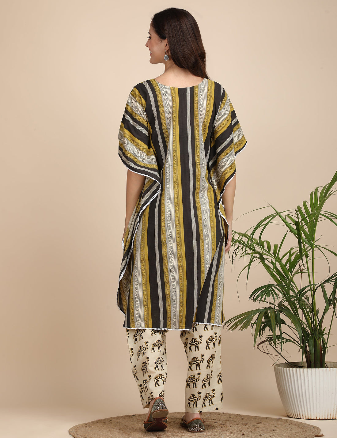 Kaftan with camel pants co-ord set