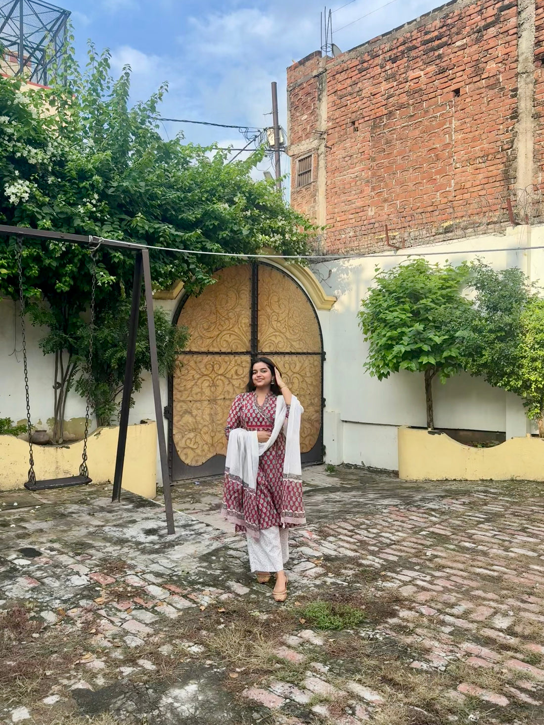 Anar Rang gota patti kurta set with dupatta