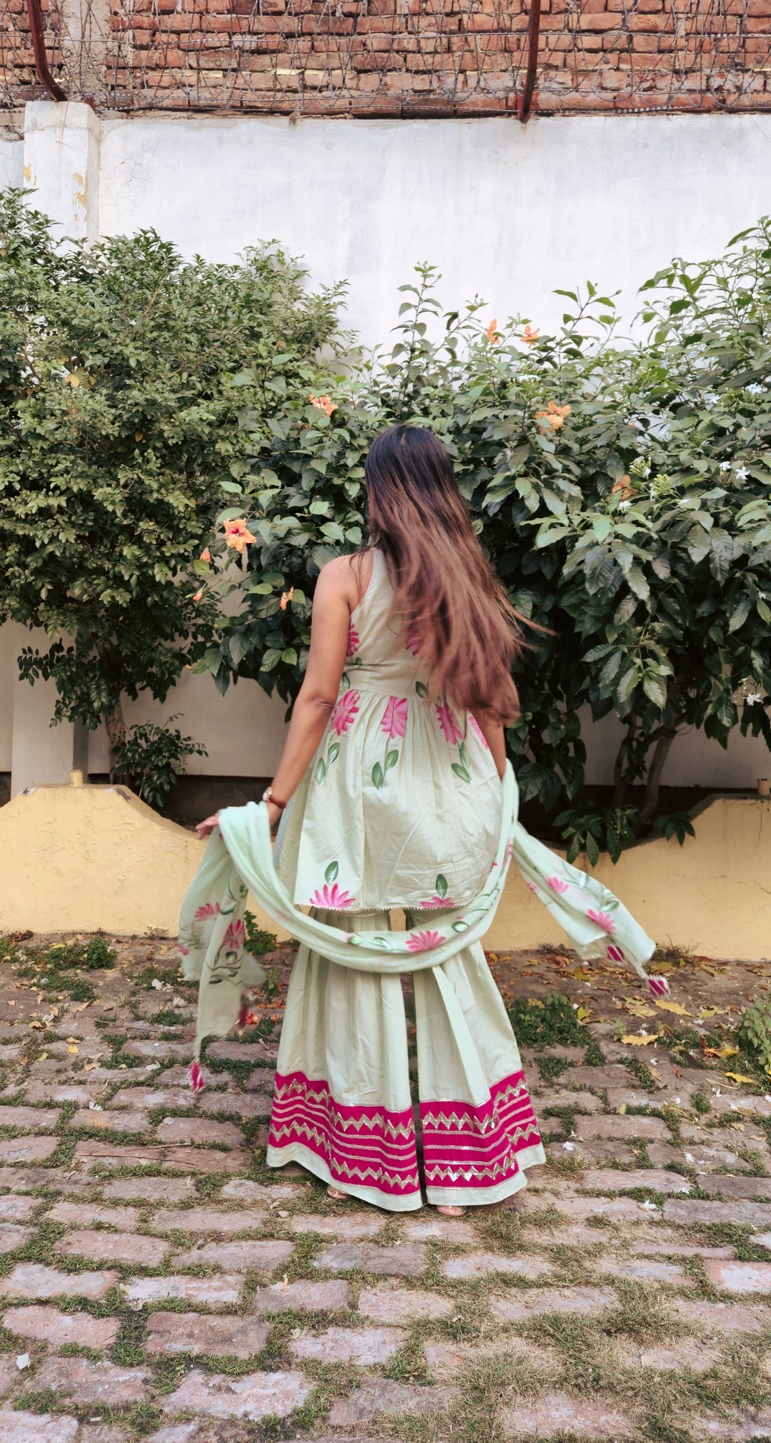 Pista Hand Painted Sharara set