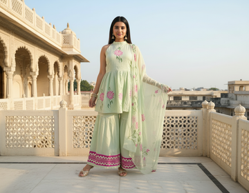 Pista Hand Painted Sharara set
